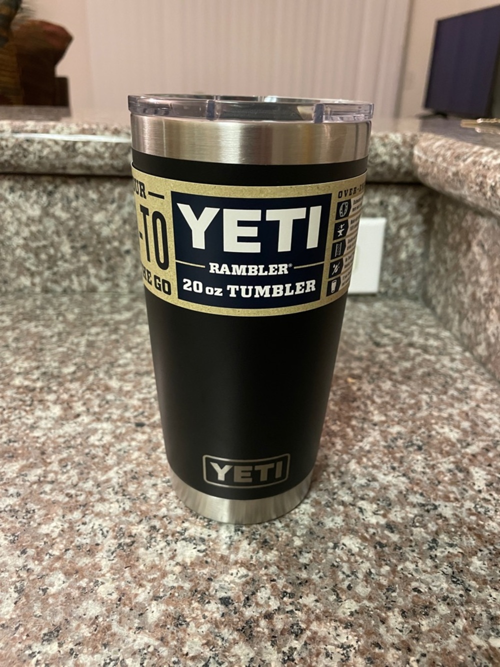 Yeti Rambler 20 oz Tumbler – Black with Silver Trim